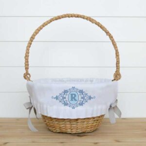 Floral Frames Monogram Embroidery basket