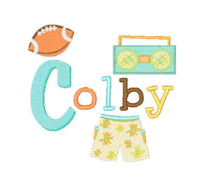 Beach BBQ Embroidery Football