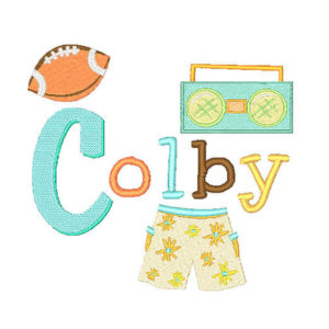 Beach BBQ Embroidery Football