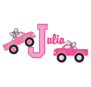 Girl Monster Truck Embroidery pink