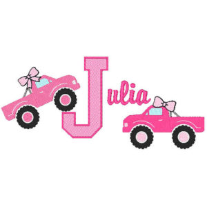 Girl Monster Truck Embroidery pink