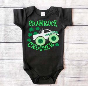 shamrock crusher embroidery onesie