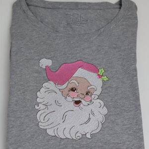 vintage santa embroidery grey shirt