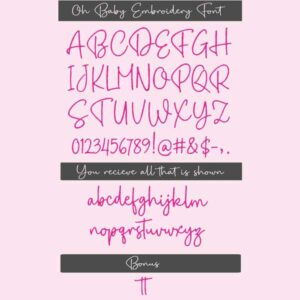 oh baby embroidery font bx