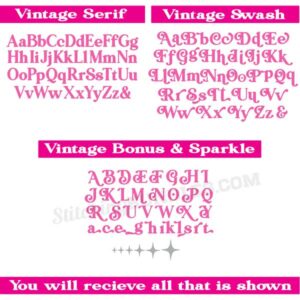 vintage embroidery duo font set all