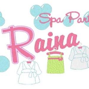 spa party embroidery bubbles