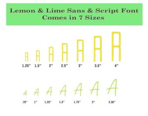 Lemon & Lime Duo Embroidery Font sizes