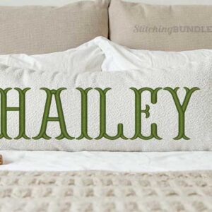 Fishtail Embroidery Font pillow