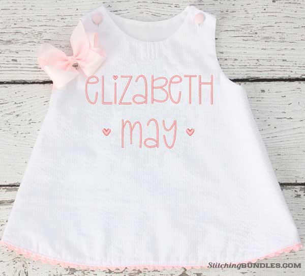 cursive embroidery font personalized
