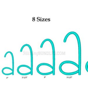 giggle bug embroidery font sizes
