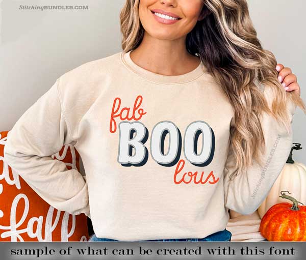 shady lady embroidery font boo halloween