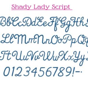 Shady Lady Duo Embroidery Font script