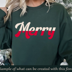 Duotone Cursive Embroidery font Merry