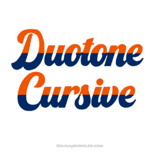 duotone cursive embroidery font