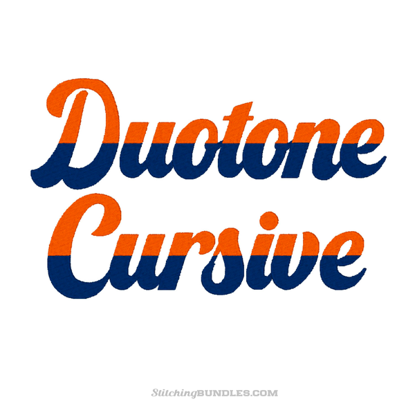 duotone cursive embroidery font